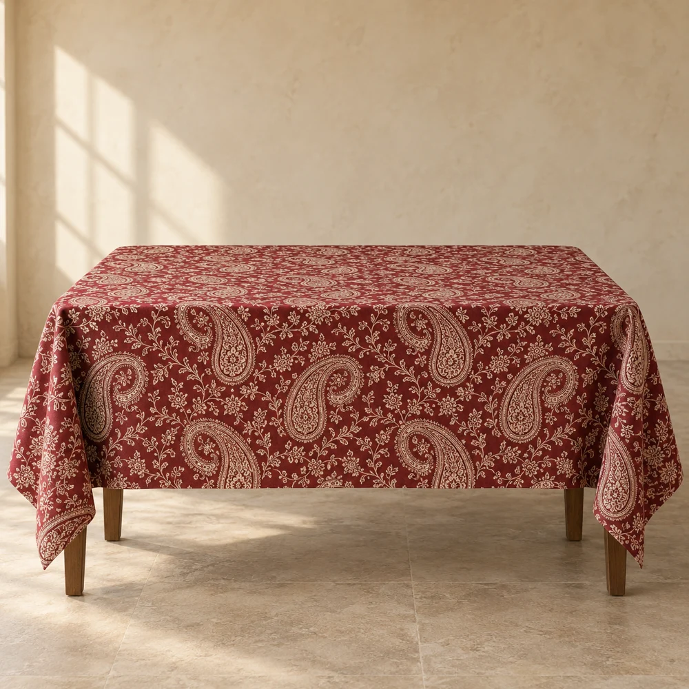 Rosewood Paisley Tablecloth — Burgundy